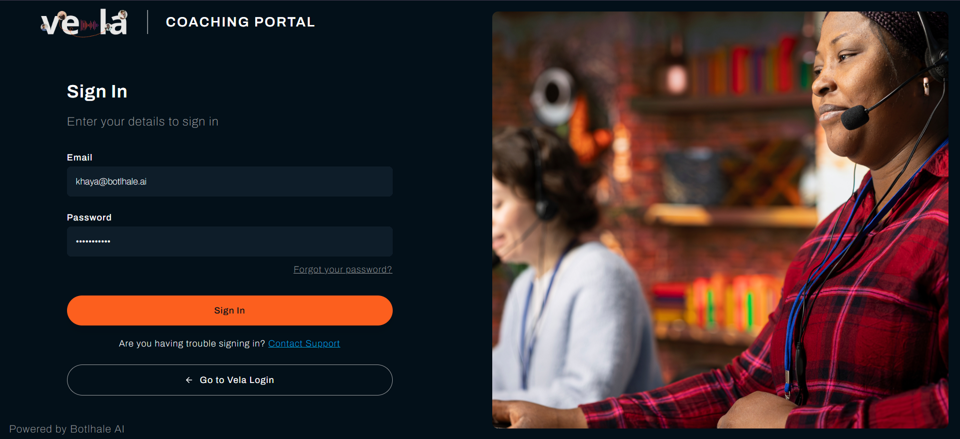 Simple login page with agent-friendly layout