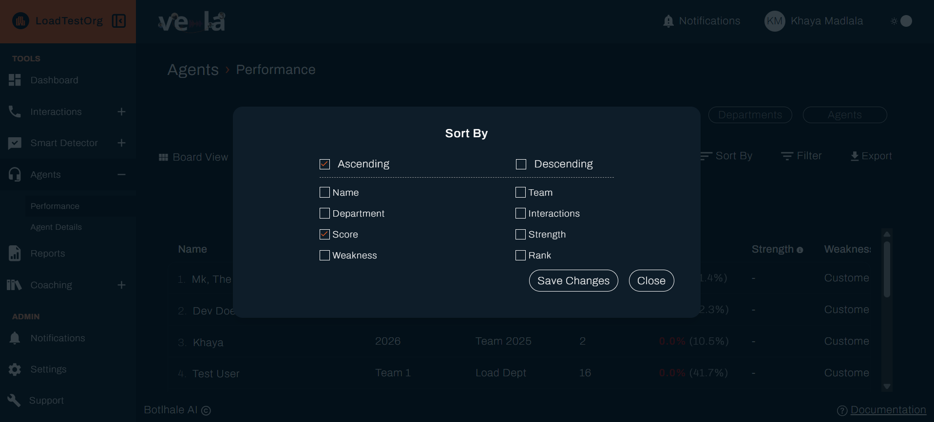 Agent Performance
